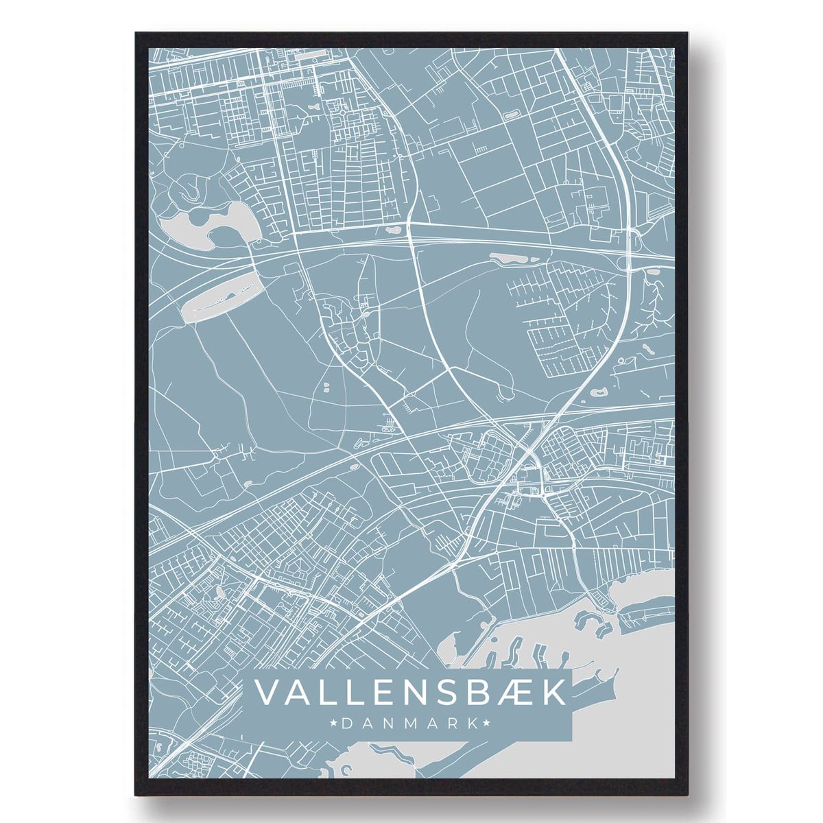 Vallensbæk plakat - lyseblå (Størrelse: L - 50x70cm (B2))