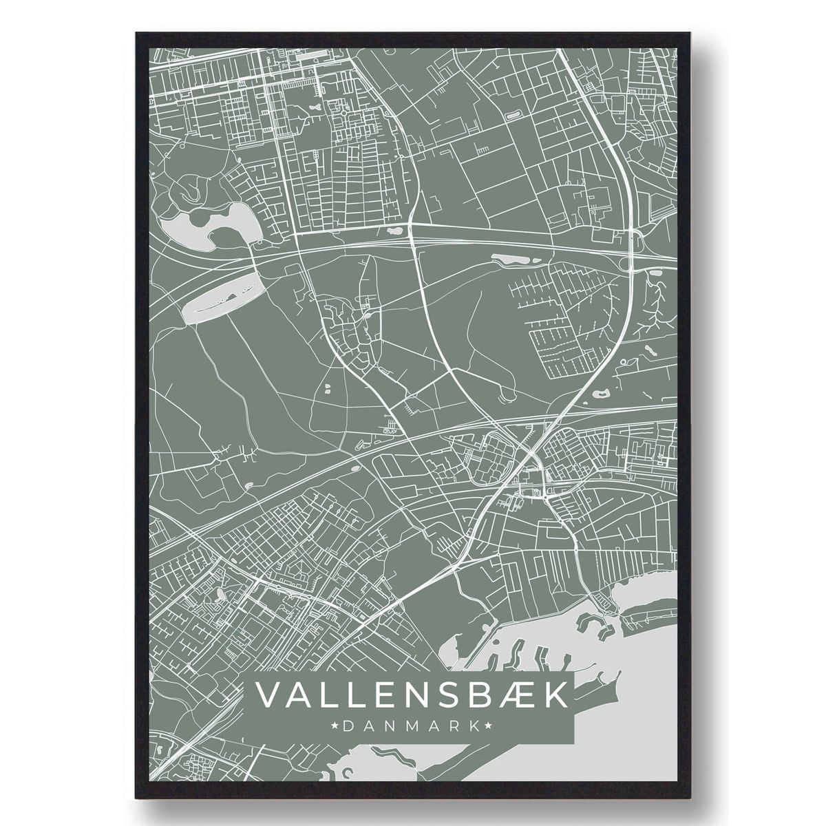 Vallensbæk plakat - grøn (Størrelse: L - 50x70cm (B2))