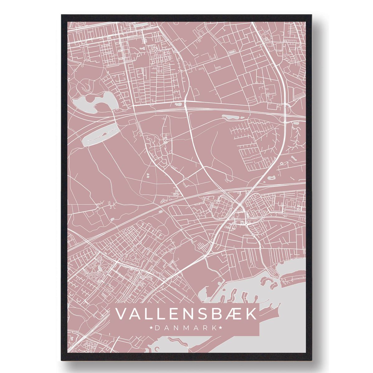 Vallensbæk plakat - rosa (Størrelse: L - 50x70cm (B2))