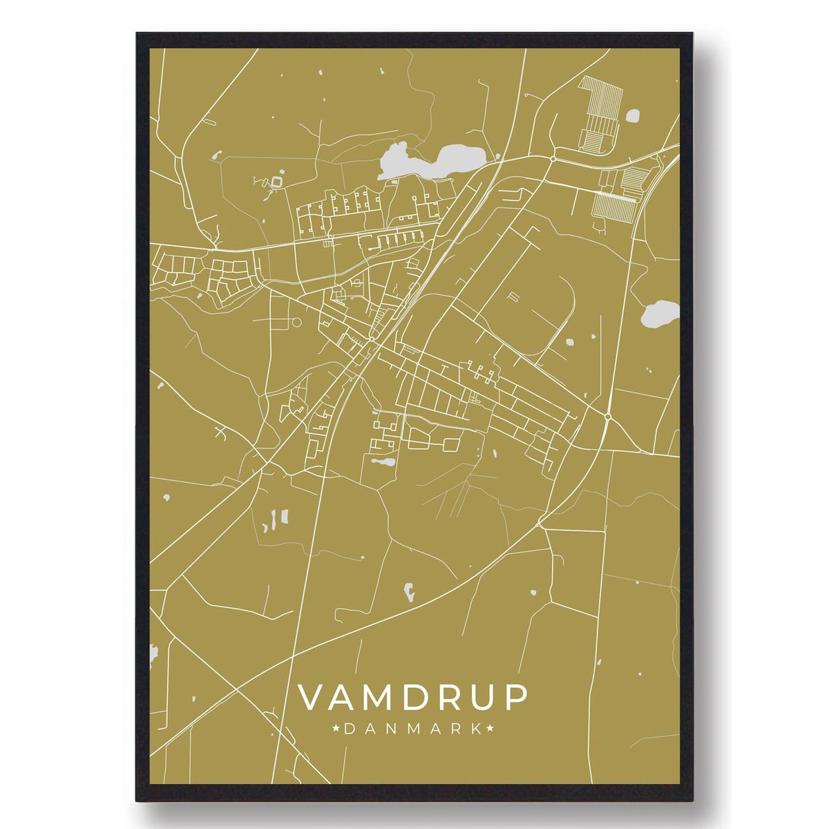 Vamdrup plakat - gul (Størrelse: L - 50x70cm (B2))