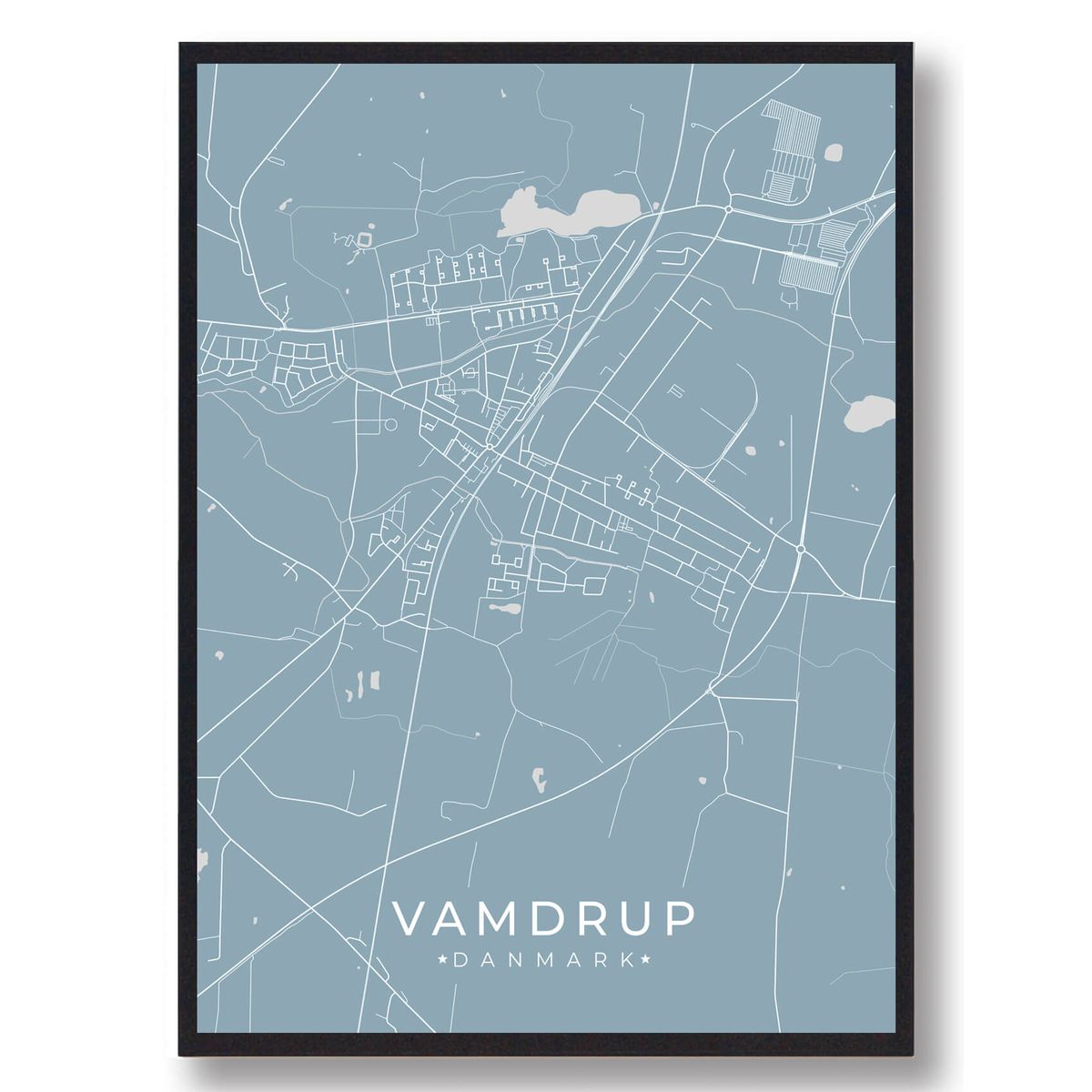 Vamdrup plakat - lyseblå (Størrelse: L - 50x70cm (B2))