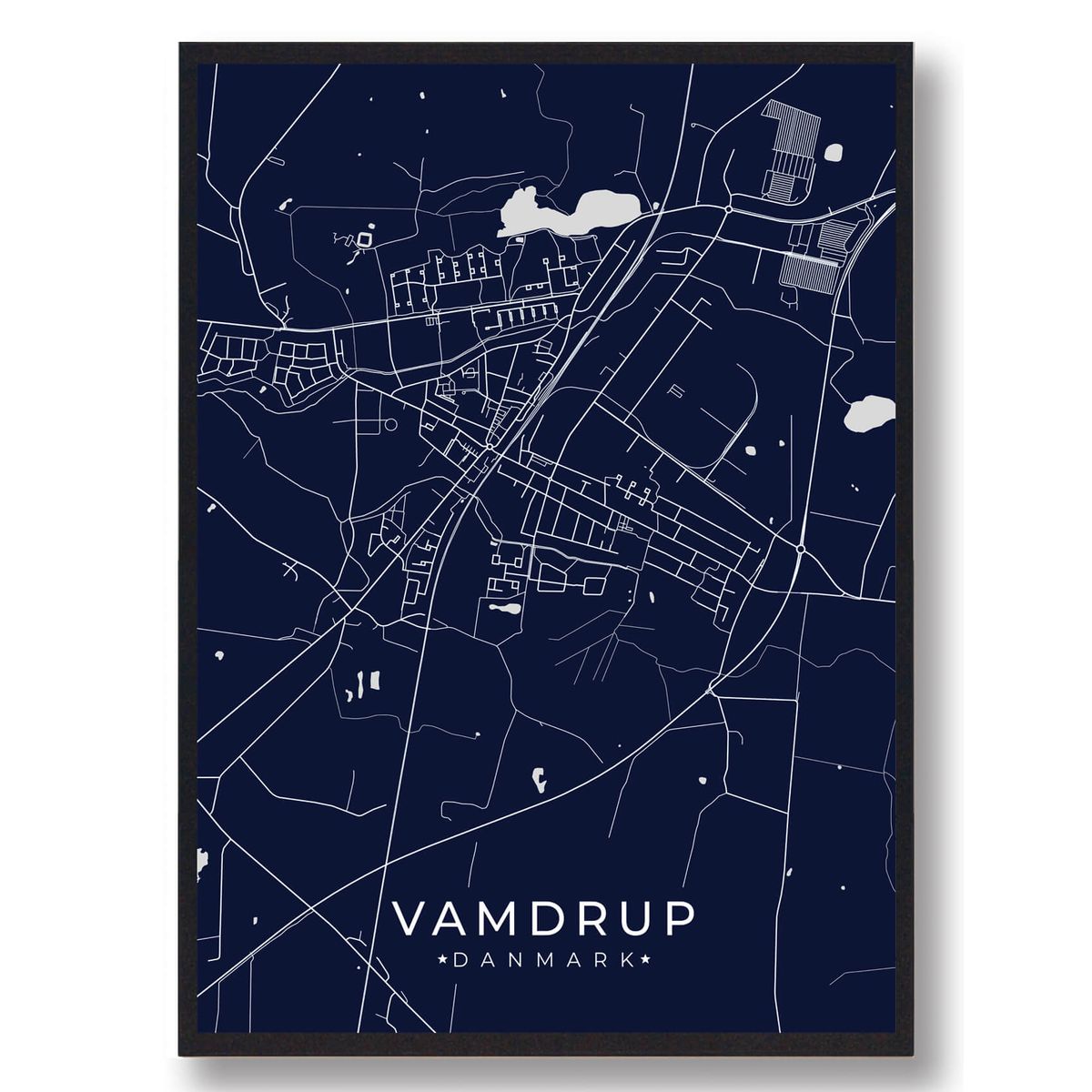 Vamdrup plakat - mørkeblå (Størrelse: L - 50x70cm (B2))