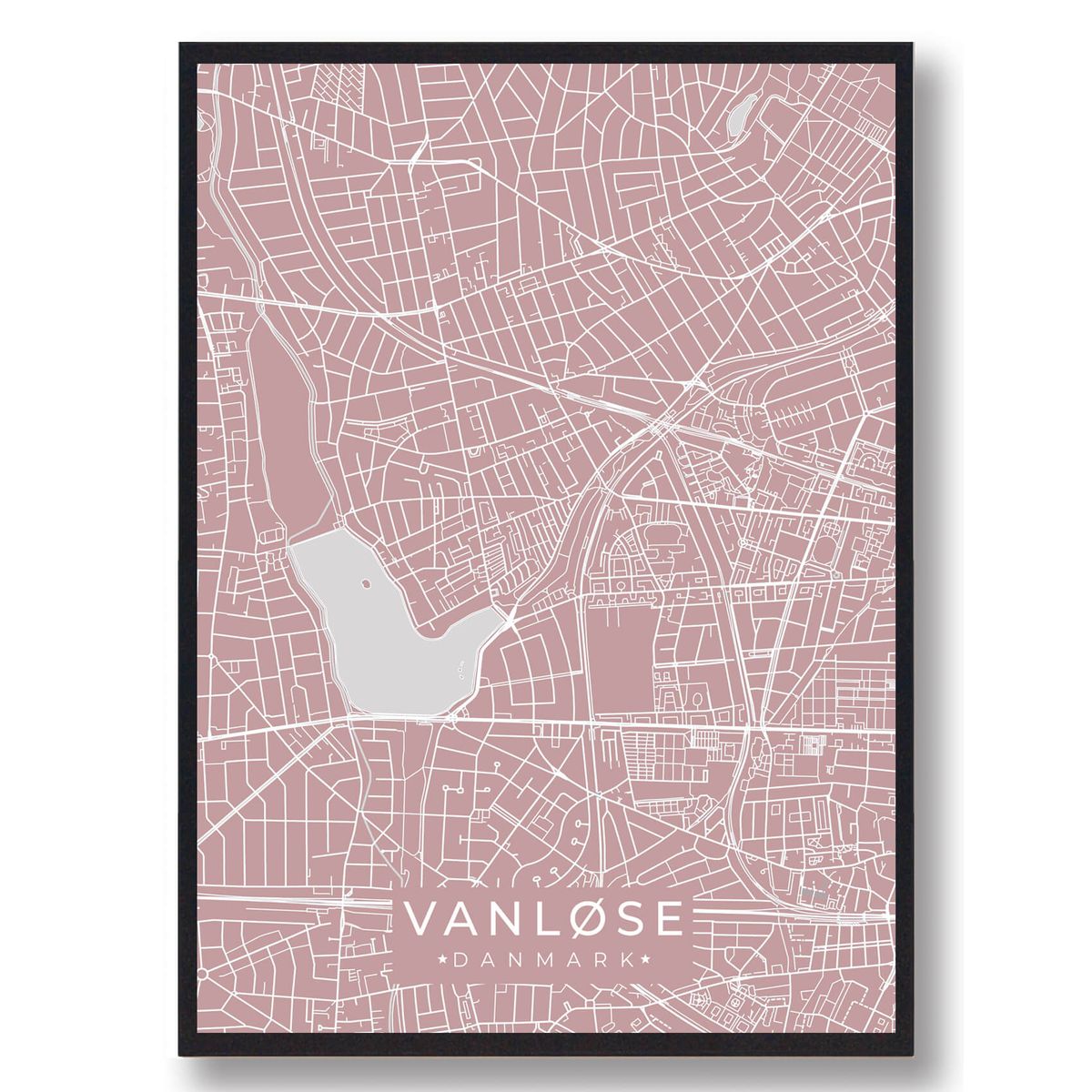 Vanløse plakat - rosa (Størrelse: L - 50x70cm (B2))