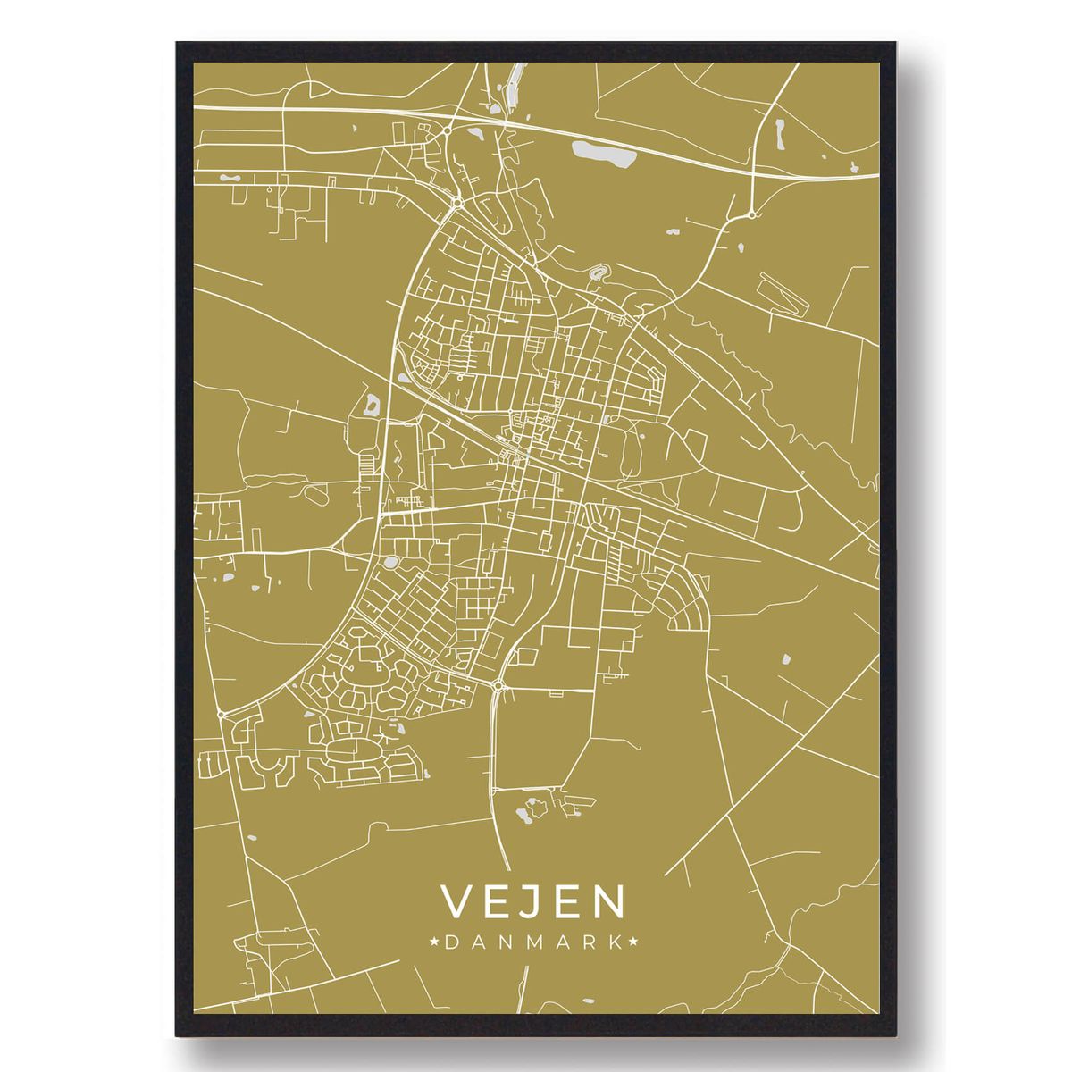 Vejen plakat - gul (Størrelse: L - 50x70cm (B2))