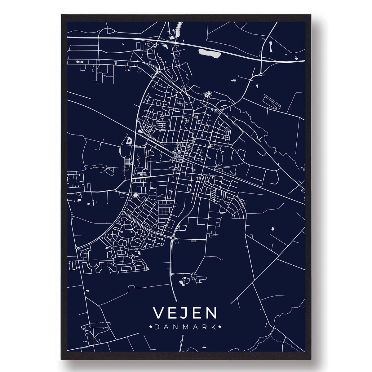 Vejen plakat - mørkeblå (Størrelse: L - 50x70cm (B2))