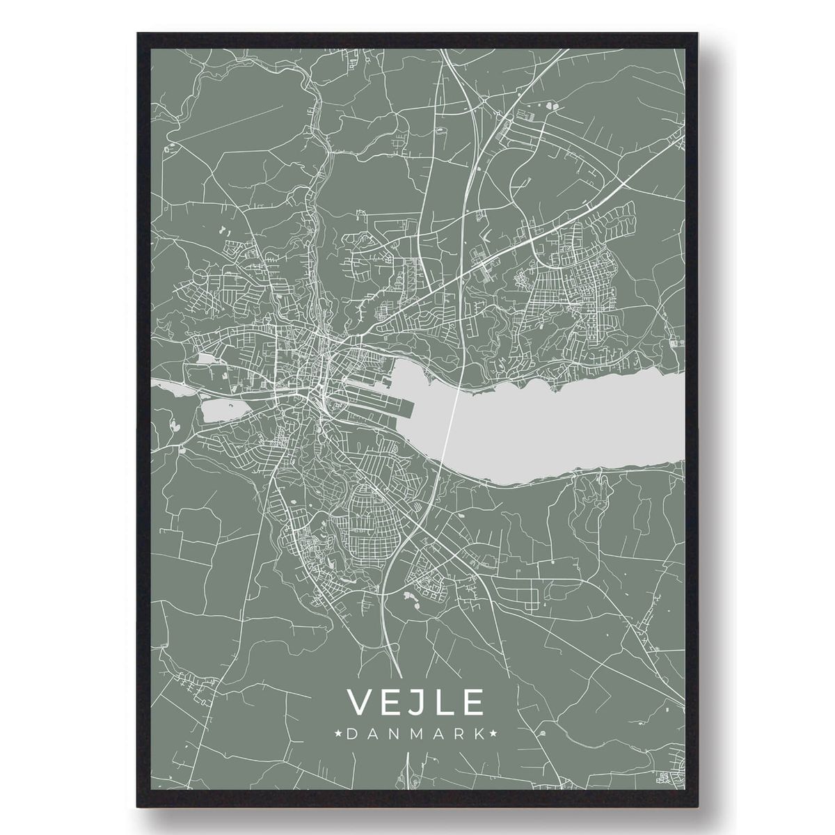 Vejle plakat - grøn (Størrelse: L - 50x70cm (B2))