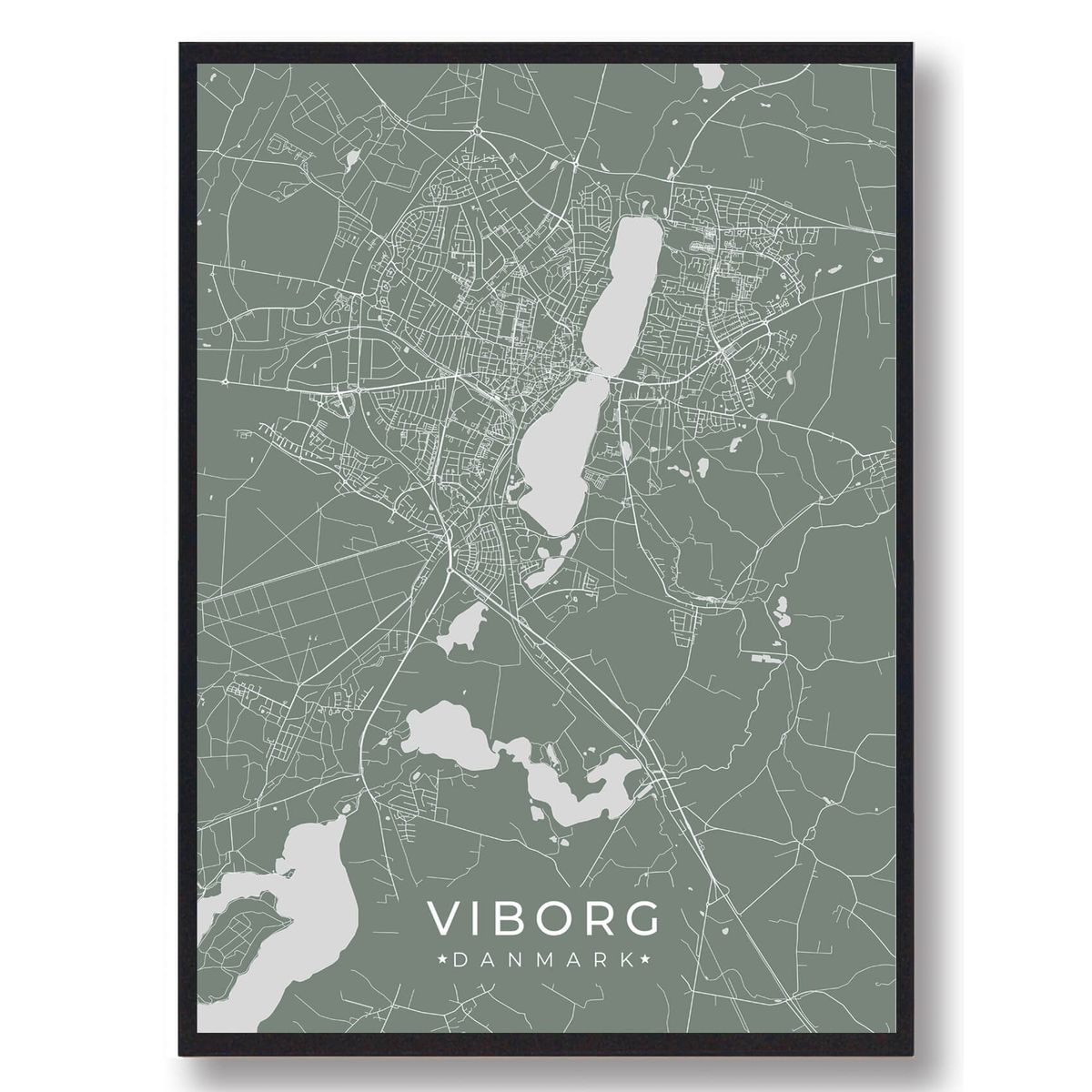 Viborg plakat - grøn (Størrelse: L - 50x70cm (B2))