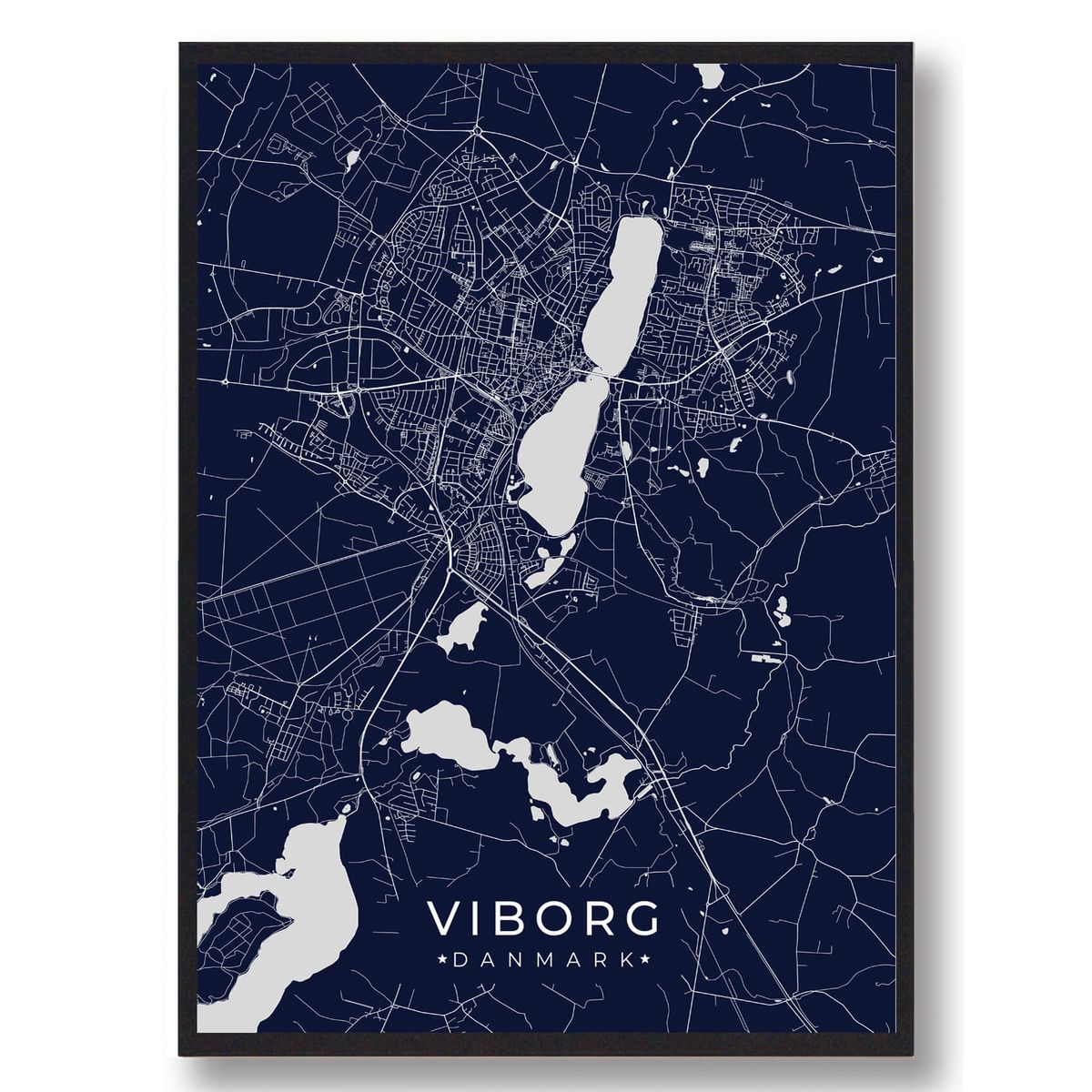 Viborg plakat - mørkeblå (Størrelse: L - 50x70cm (B2))