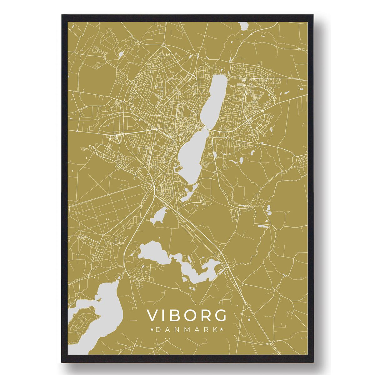 Viborg plakat - gul (Størrelse: L - 50x70cm (B2))