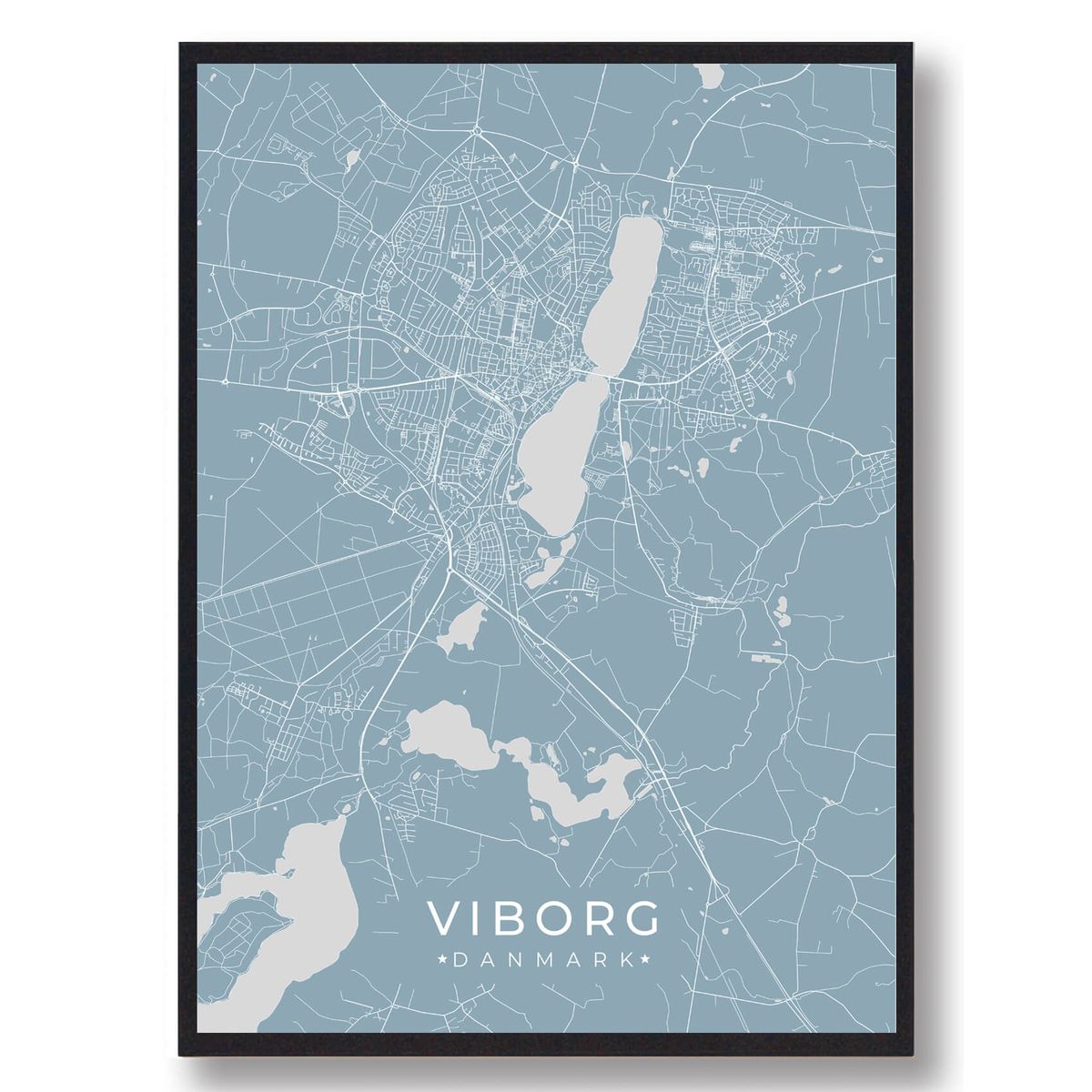 Viborg plakat - lyseblå (Størrelse: L - 50x70cm (B2))