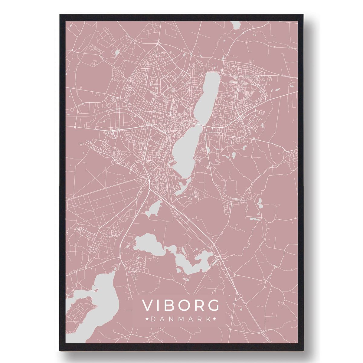 Viborg plakat - rosa (Størrelse: L - 50x70cm (B2))