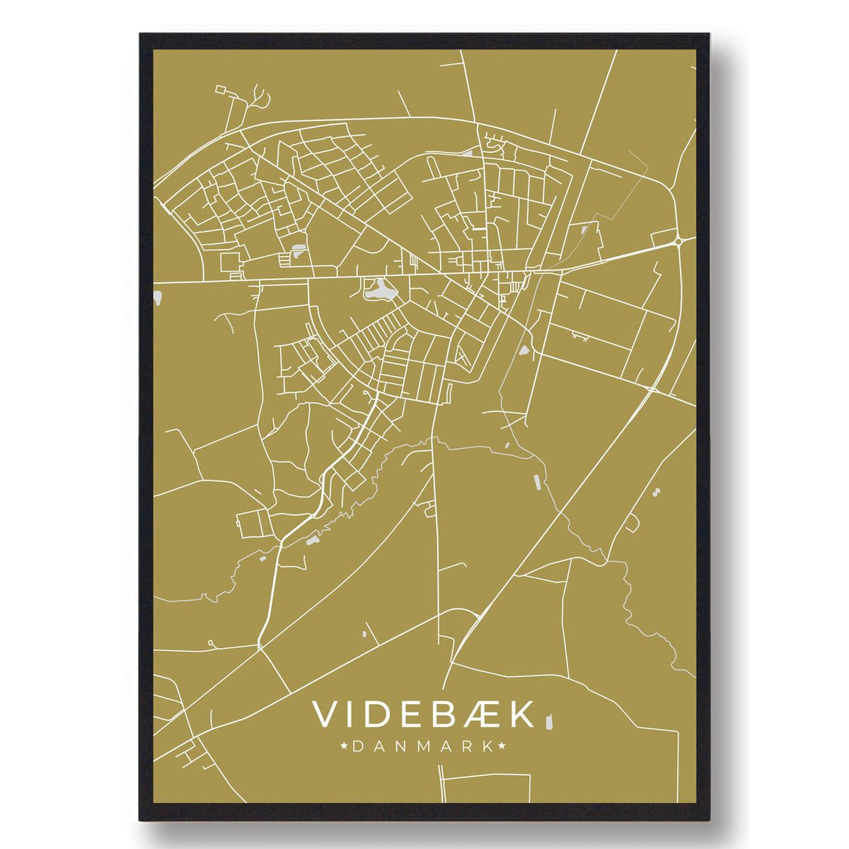 Videbæk plakat - gul (Størrelse: L - 50x70cm (B2))