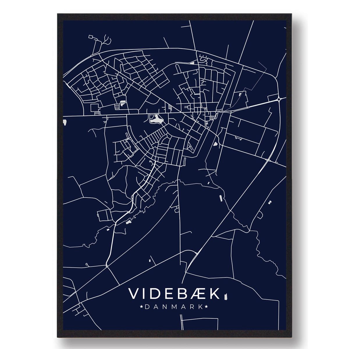 Videbæk plakat - mørkeblå (Størrelse: L - 50x70cm (B2))