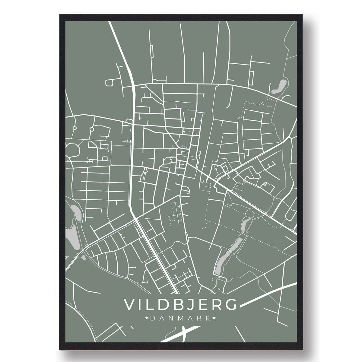 Vildbjerg plakat - grøn (Størrelse: L - 50x70cm (B2))