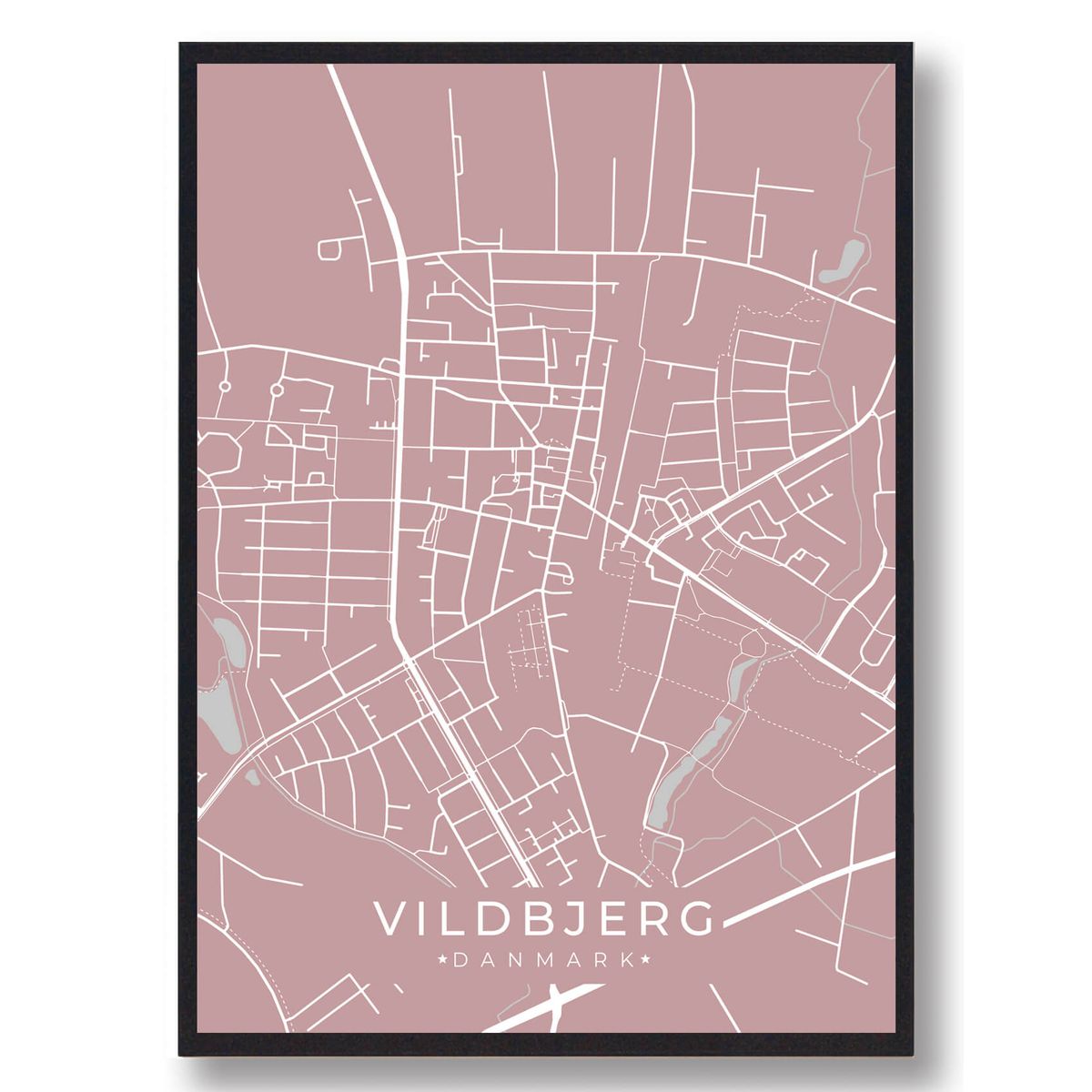 Vildbjerg plakat - rosa (Størrelse: L - 50x70cm (B2))