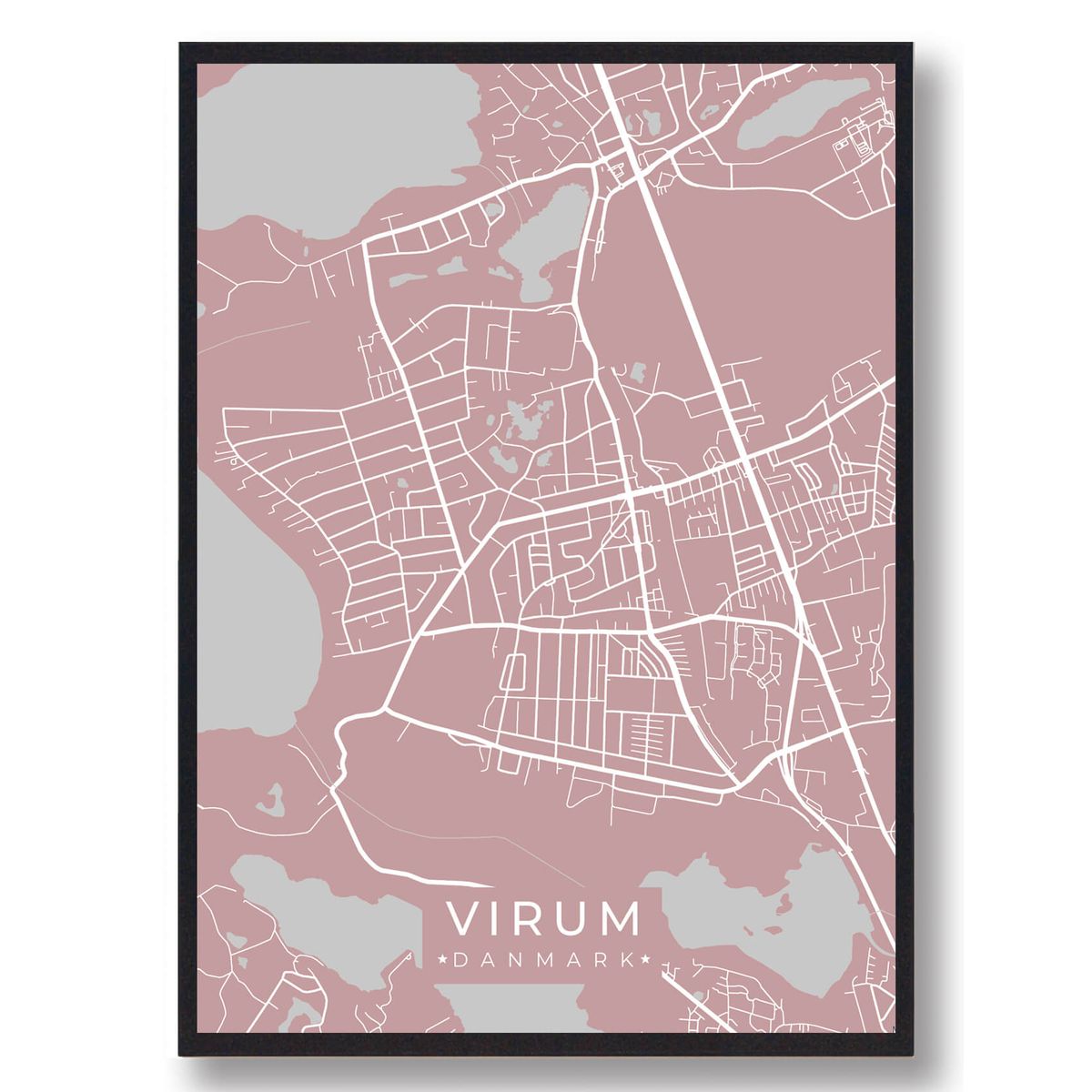 Virum byplakat - rosa (Størrelse: L - 50x70cm (B2))