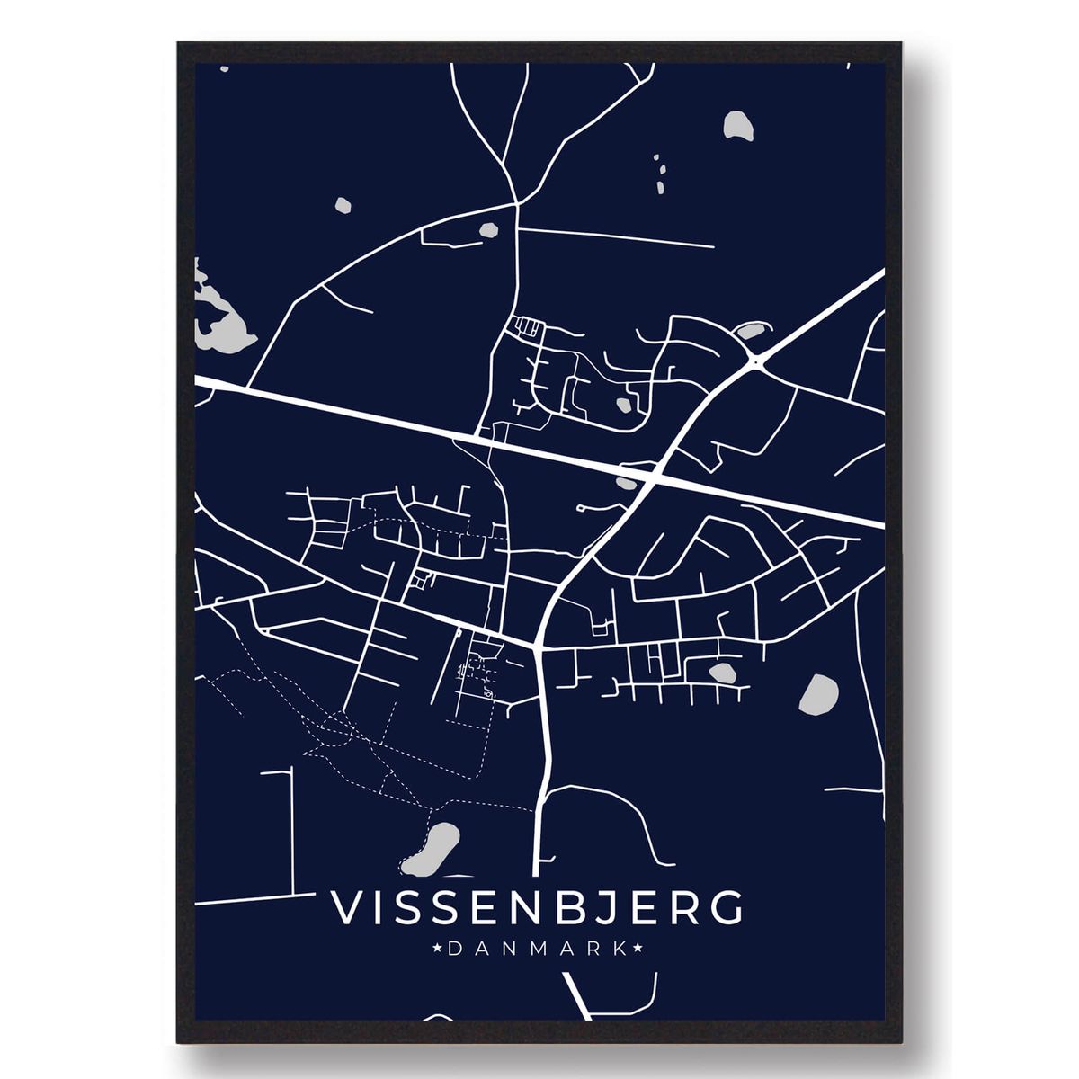 Vissenbjerg plakat - mørkeblå (Størrelse: L - 50x70cm (B2))