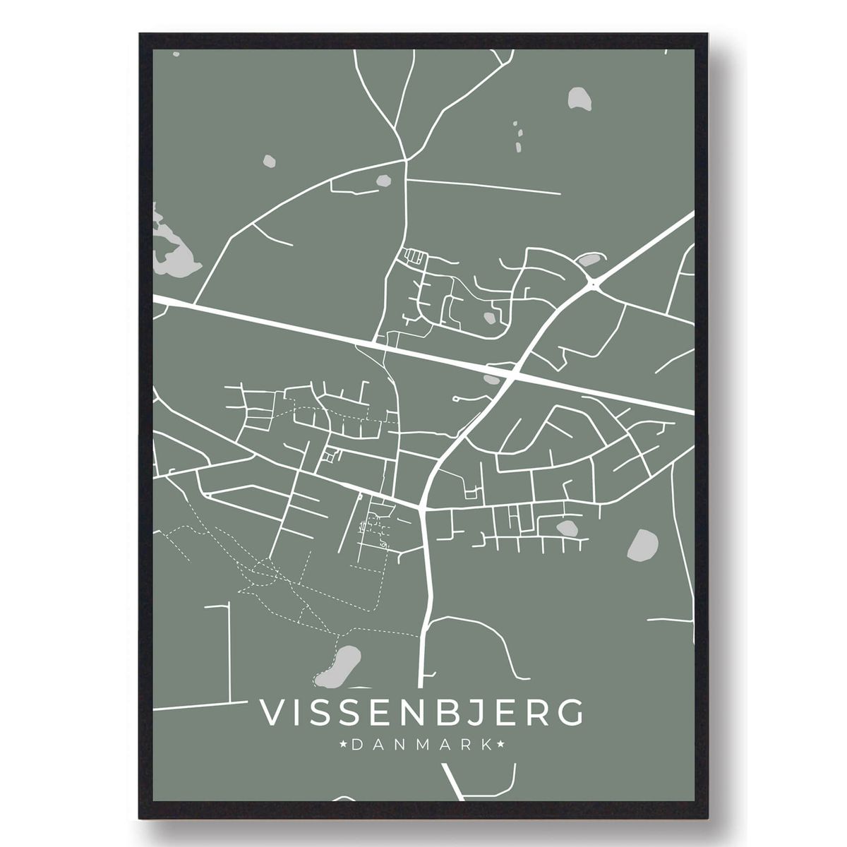 Vissenbjerg plakat - grøn (Størrelse: L - 50x70cm (B2))