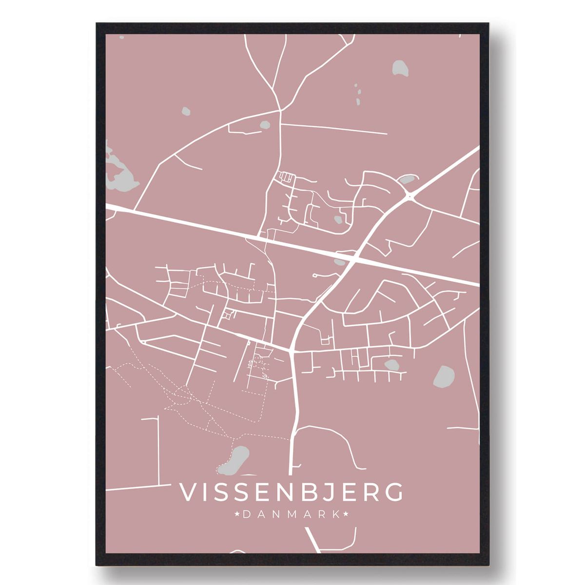 Vissenbjerg plakat - rosa (Størrelse: L - 50x70cm (B2))