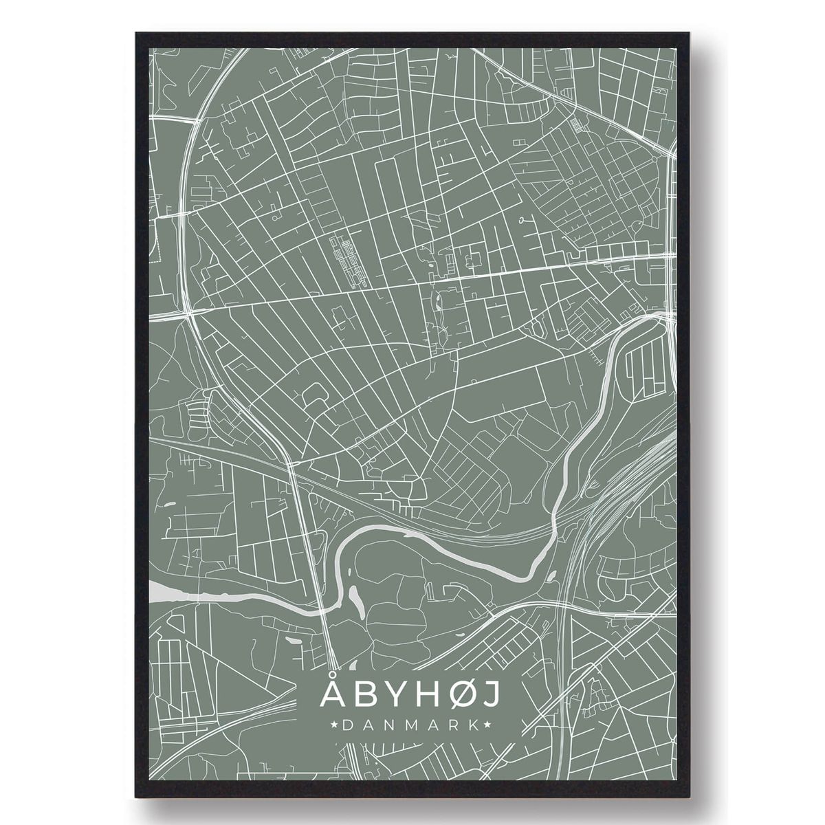 Åbyhøj plakat - grøn (Størrelse: L - 50x70cm (B2))