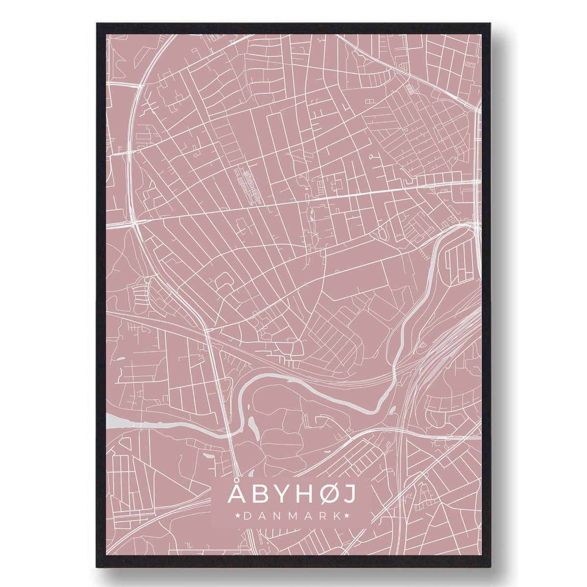 Åbyhøj plakat - rosa (Størrelse: L - 50x70cm (B2))