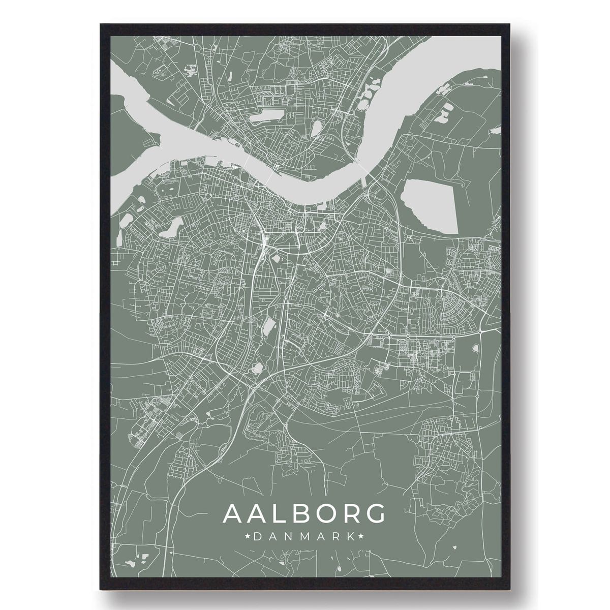 Aalborg plakat - grøn (Størrelse: L - 50x70cm (B2))