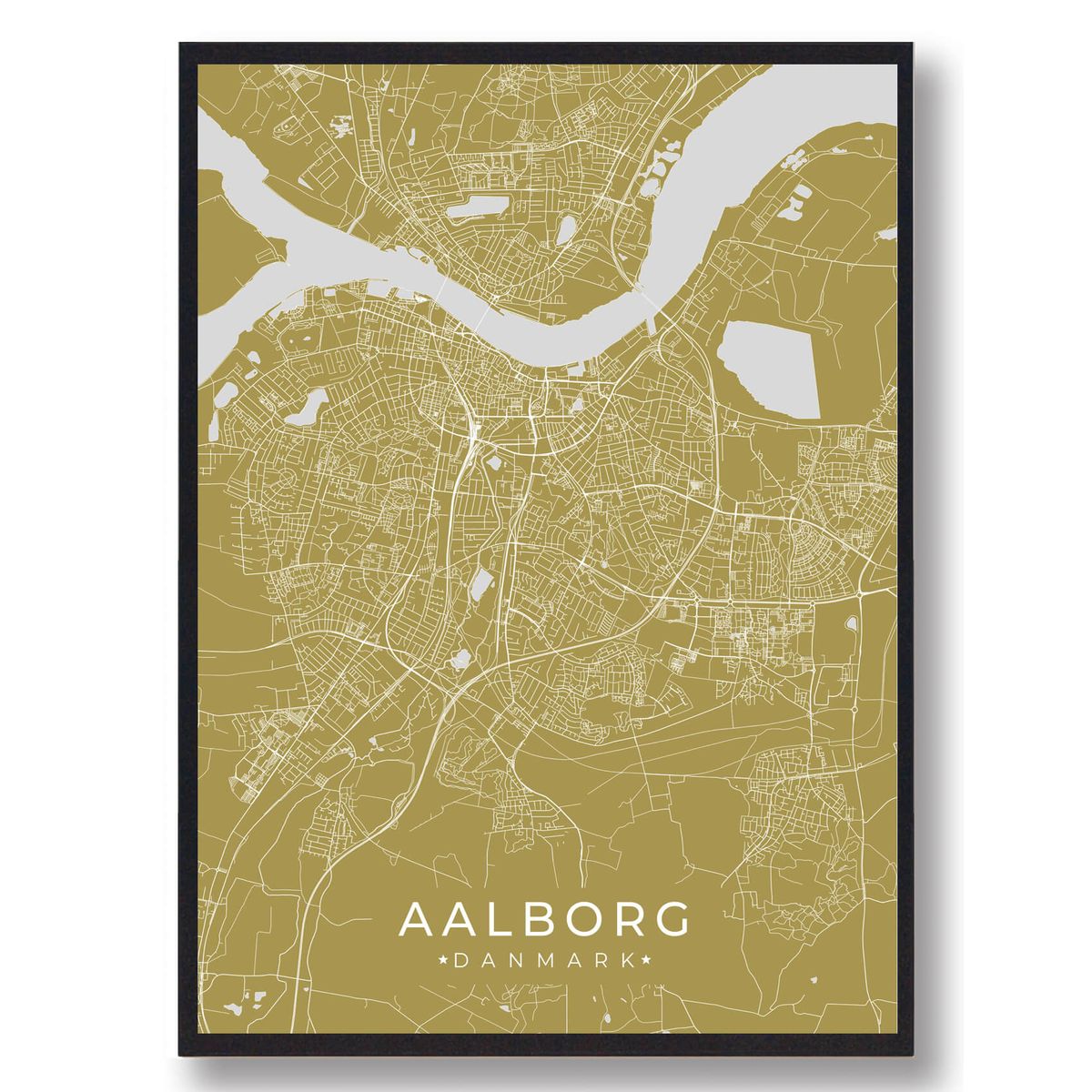 Aalborg plakat - gul (Størrelse: L - 50x70cm (B2))