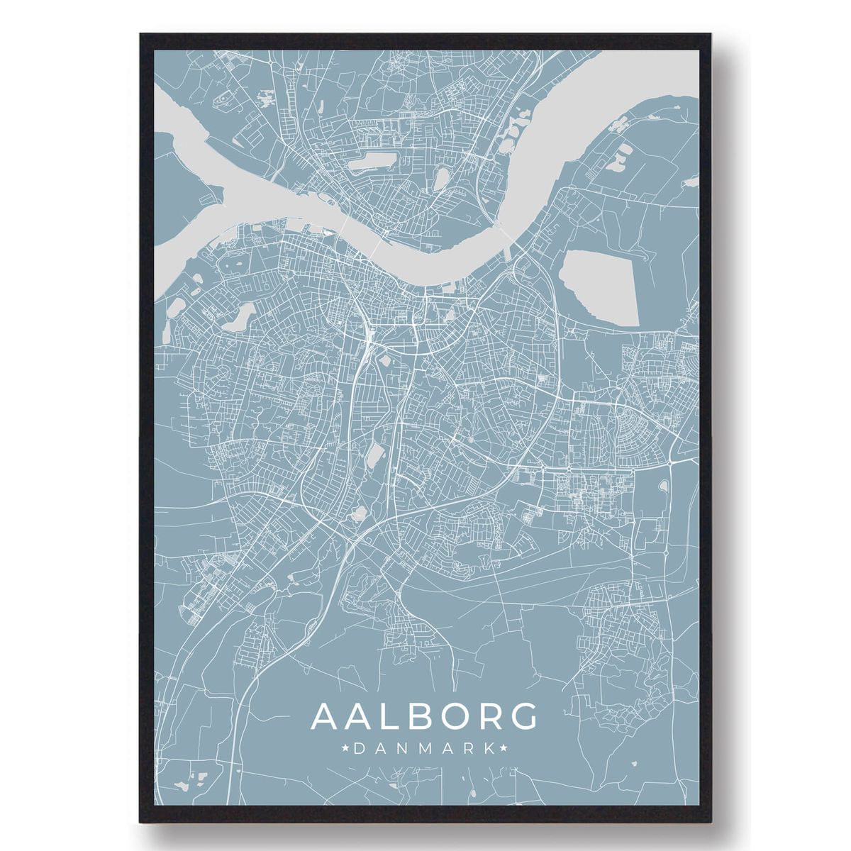 Aalborg plakat - lyseblå (Størrelse: L - 50x70cm (B2))