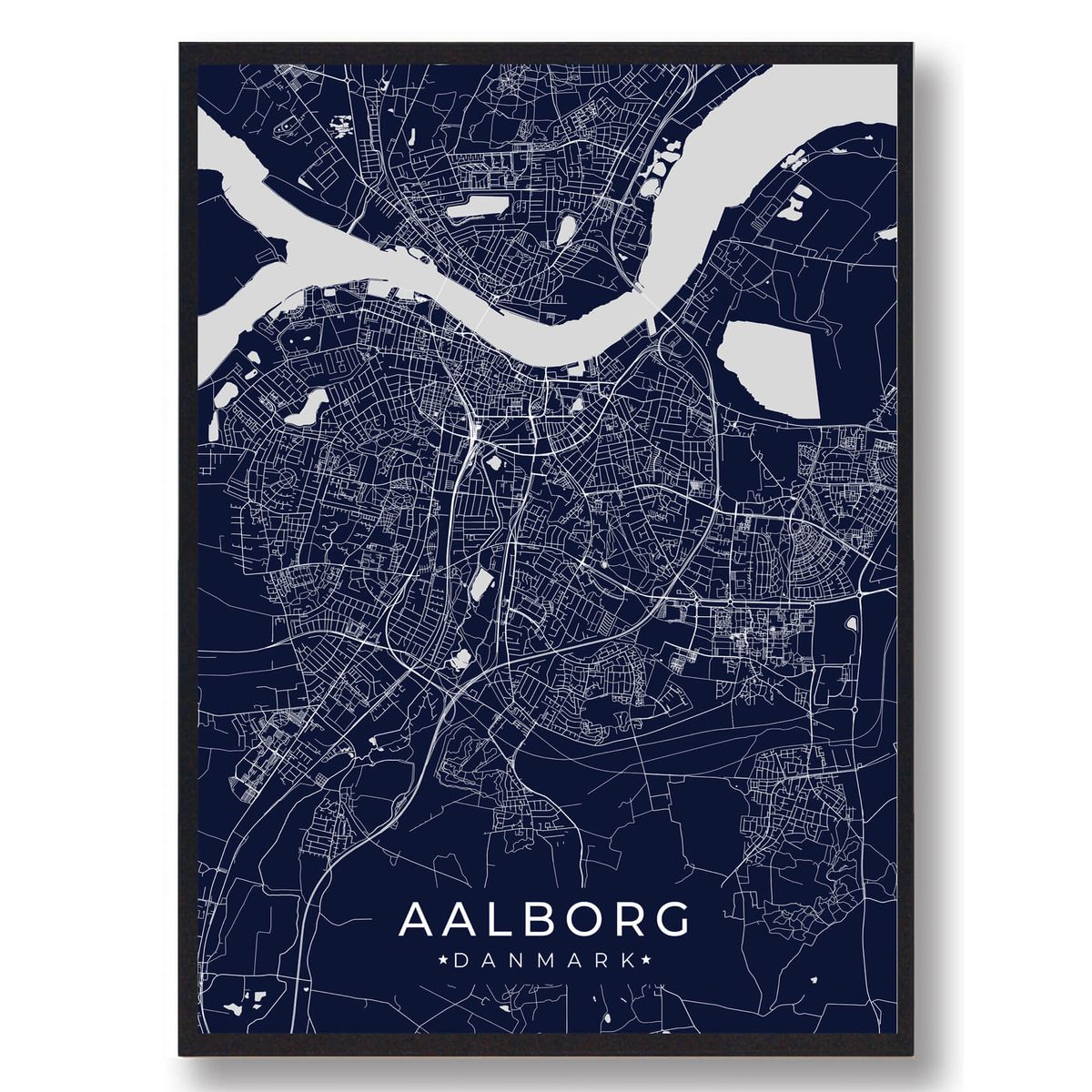 Aalborg plakat - mørkeblå (Størrelse: L - 50x70cm (B2))