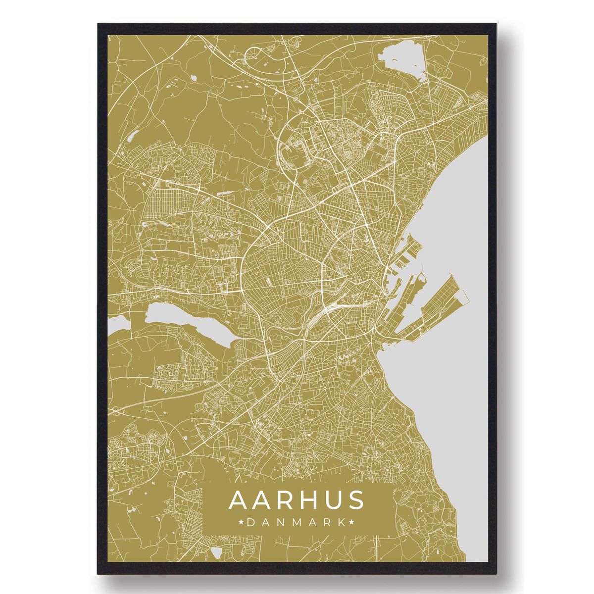 Aarhus plakat - gul (Størrelse: L - 50x70cm (B2))