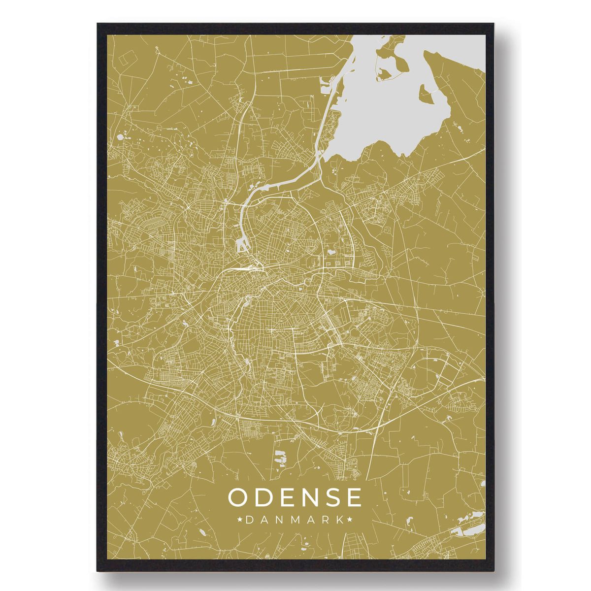 Odense plakat - gul (Størrelse: L - 50x70cm (B2))