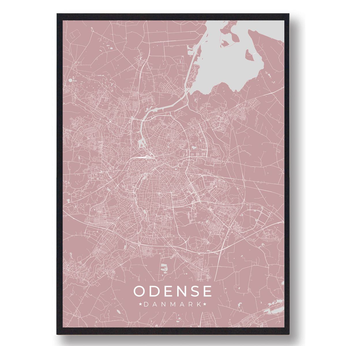 Odense plakat - lyserød (Størrelse: L - 50x70cm (B2))