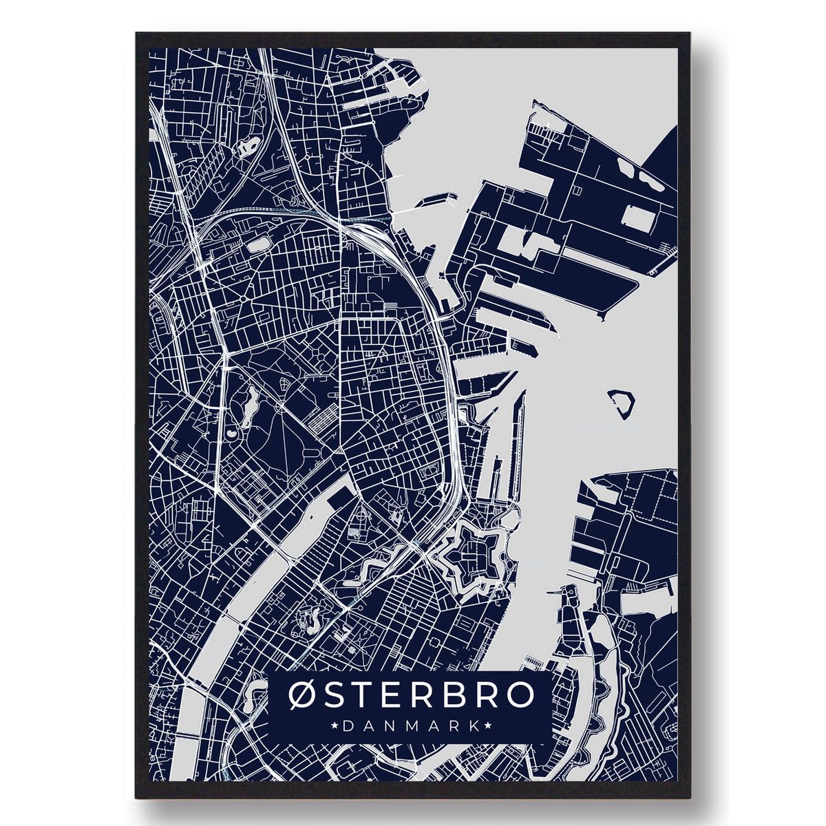 Østerbro plakat - mørkeblå (Størrelse: L - 50x70cm (B2))