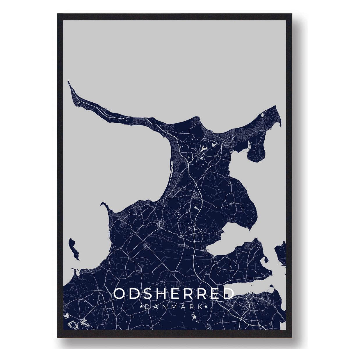 Odsherred byplakat - mørkeblå (Størrelse: L - 50x70cm (B2))