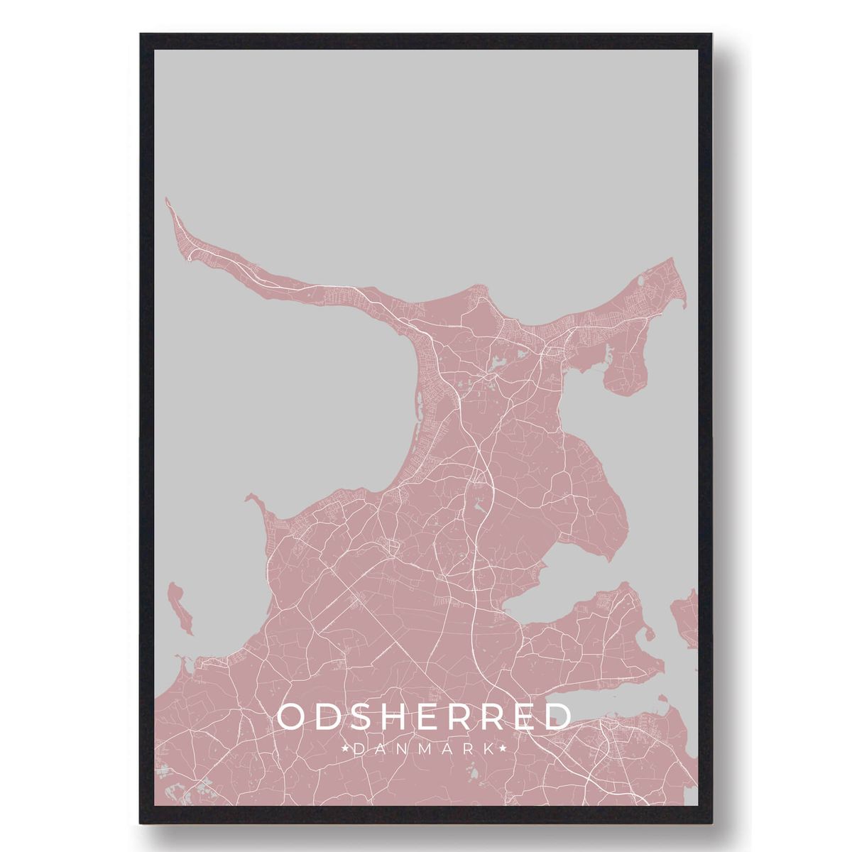 Odsherred byplakat - lyserød (Størrelse: L - 50x70cm (B2))