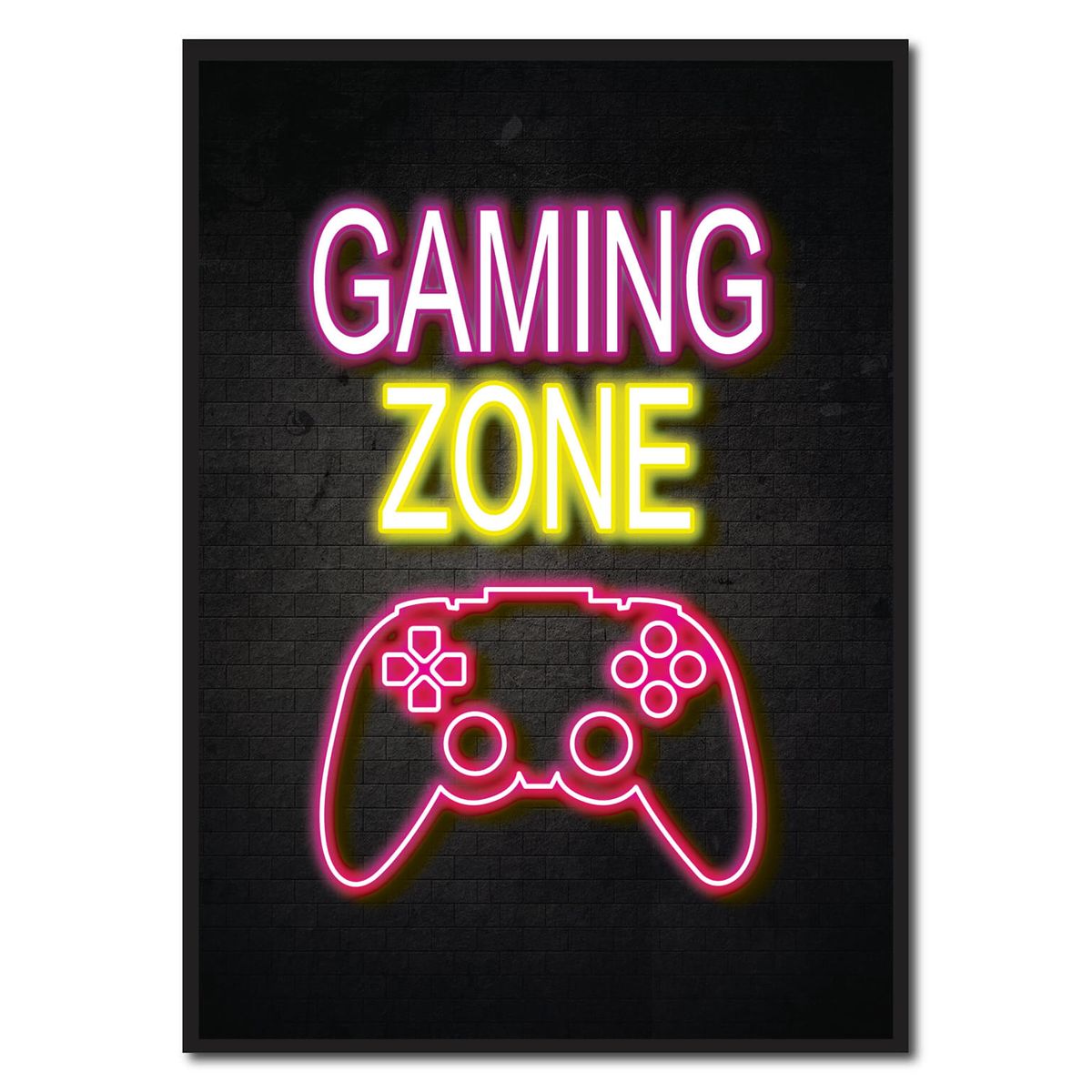 Gaming zone - neon gamerplakater (Størrelse: S - 21x29,7cm (A4))