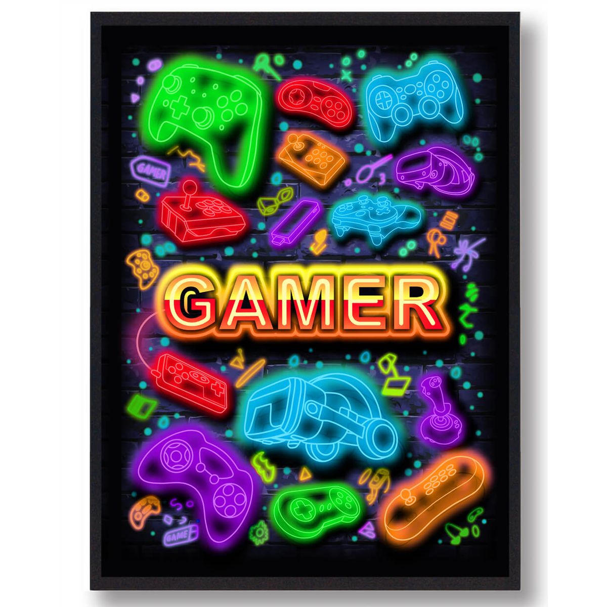 Gamer gul - neon gamerplakater (Størrelse: S - 21x29,7cm (A4))