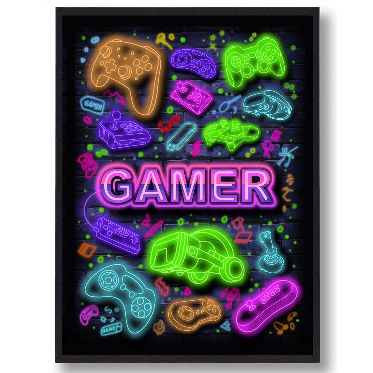 Gamer lilla - neon gamerplakater (Størrelse: S - 21x29,7cm (A4))