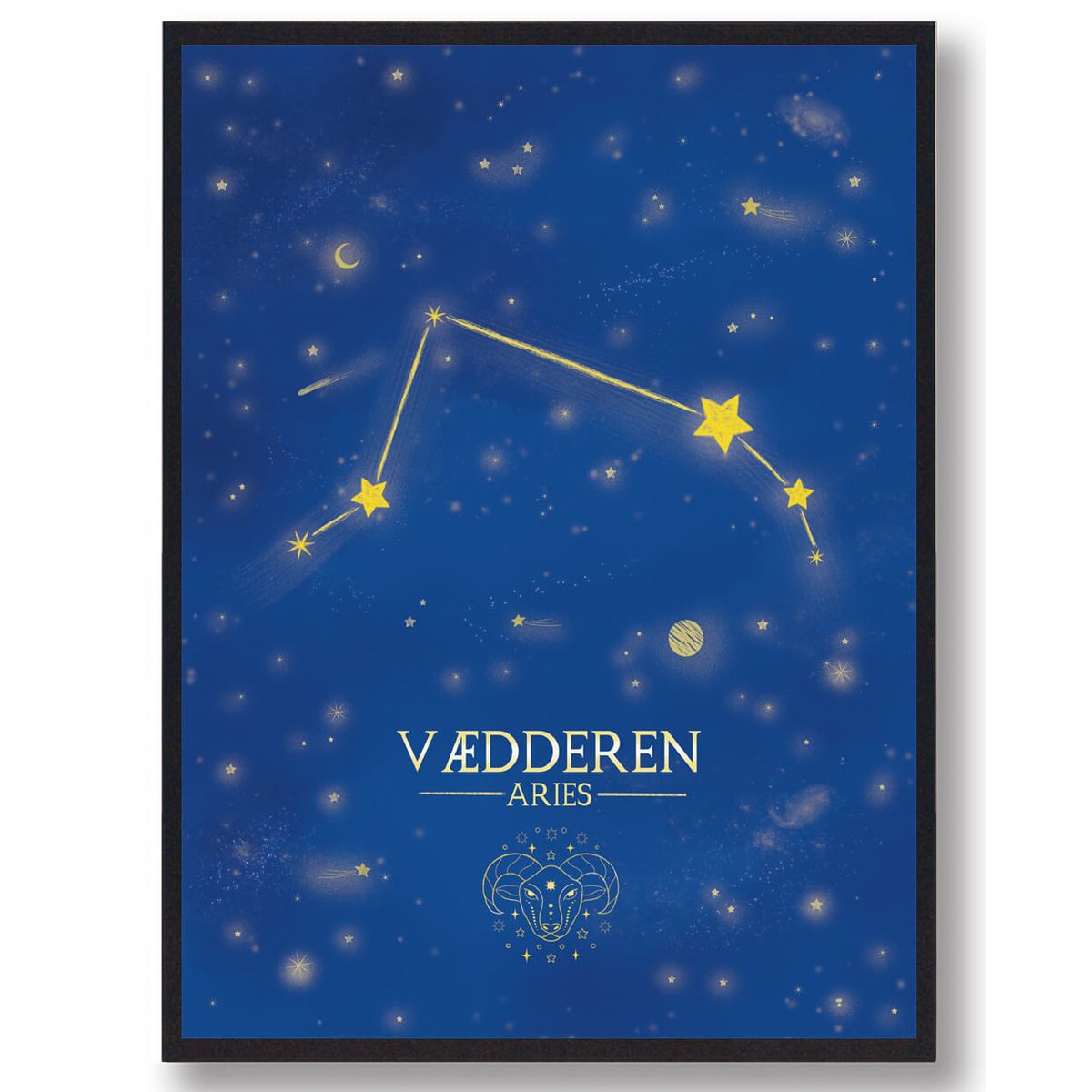 Stjernebillede vædderen - blå (Størrelse: L - 50x70cm (B2))