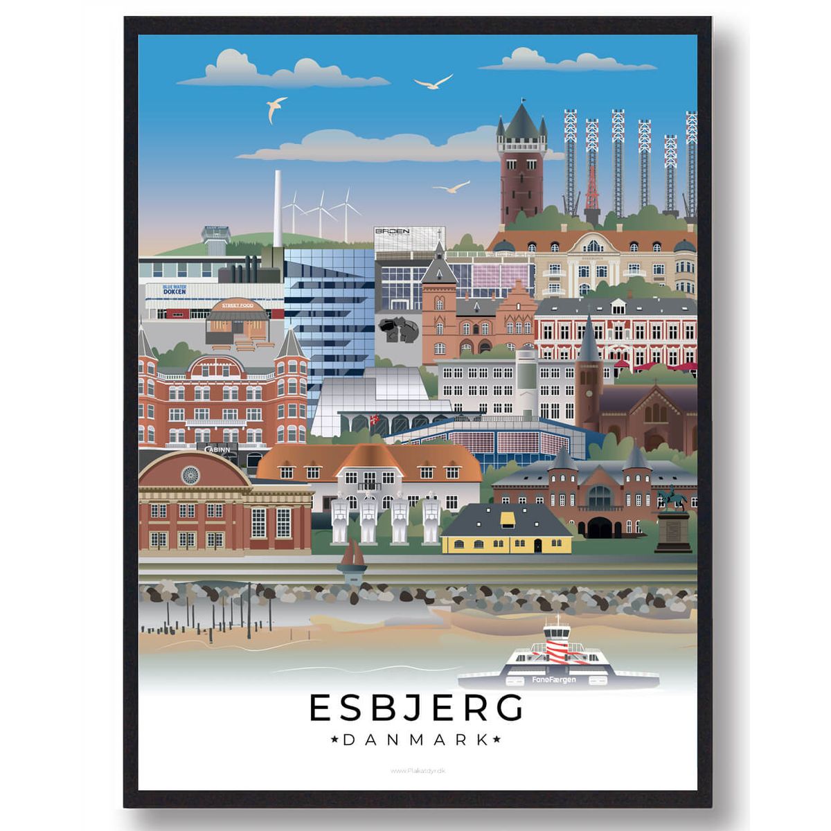 Esbjerg byplakat (Nyhed) (Størrelse: XL - 70x100cm)