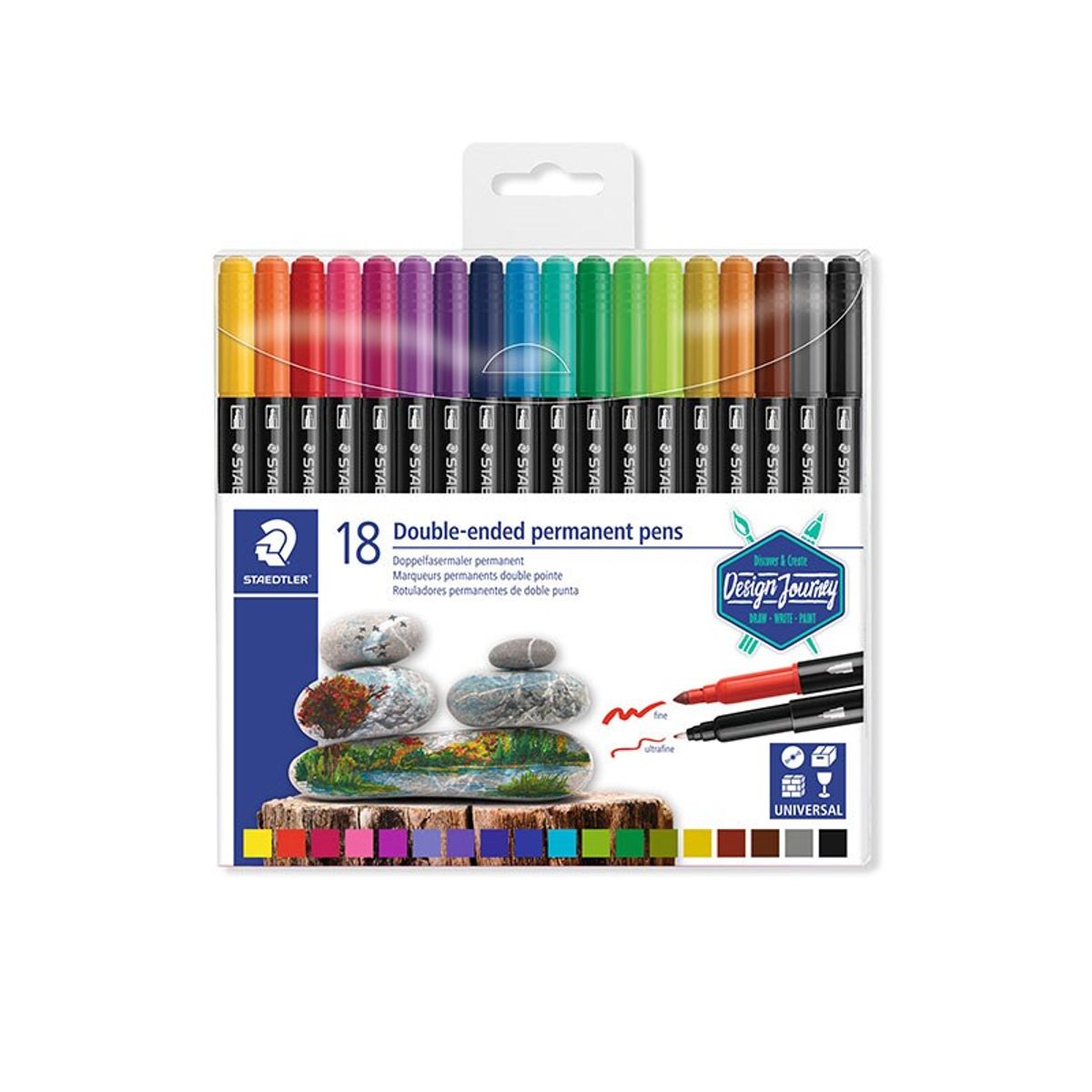 STAEDTLER Twin-tip permanente duo tusser, 18 stk.