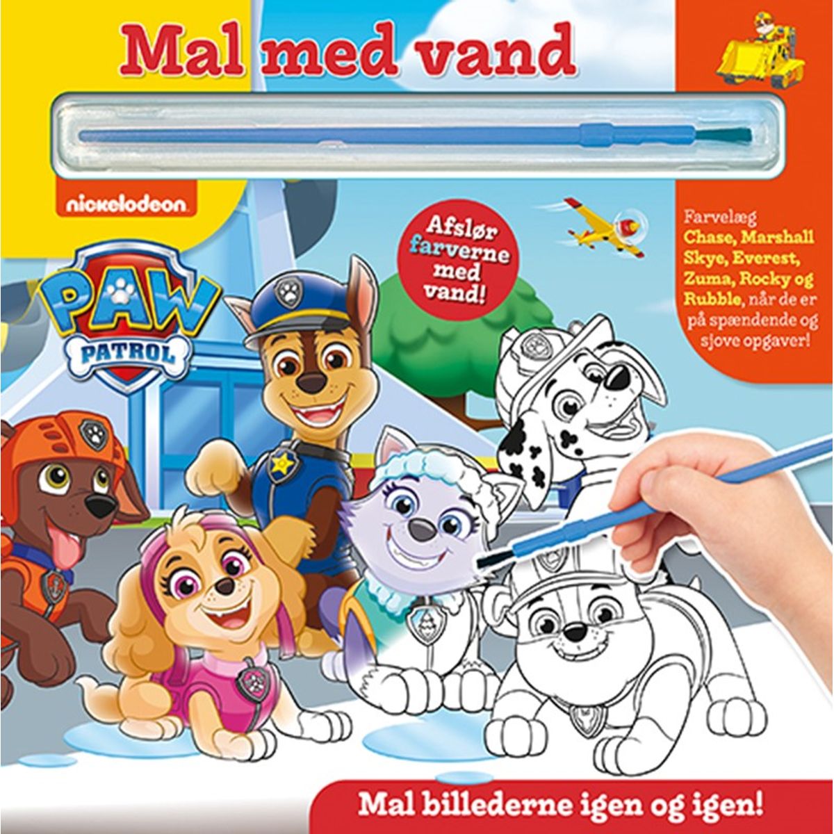 Mal med vand - Paw Patrol (bog med pensel - farvelæg igen og igen)