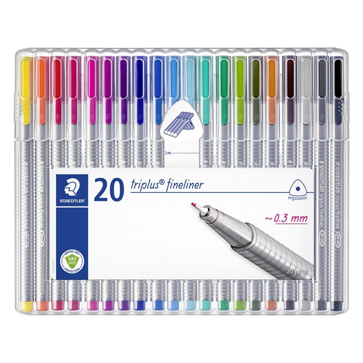 STAEDTLER Triplus fineliner, 20 stk. i stand-up æske