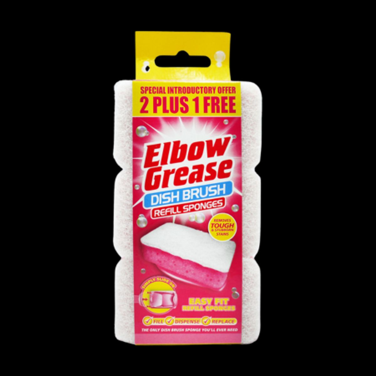 Elbow Grease Pink Dish Brush Refill Sponges - 3 stk