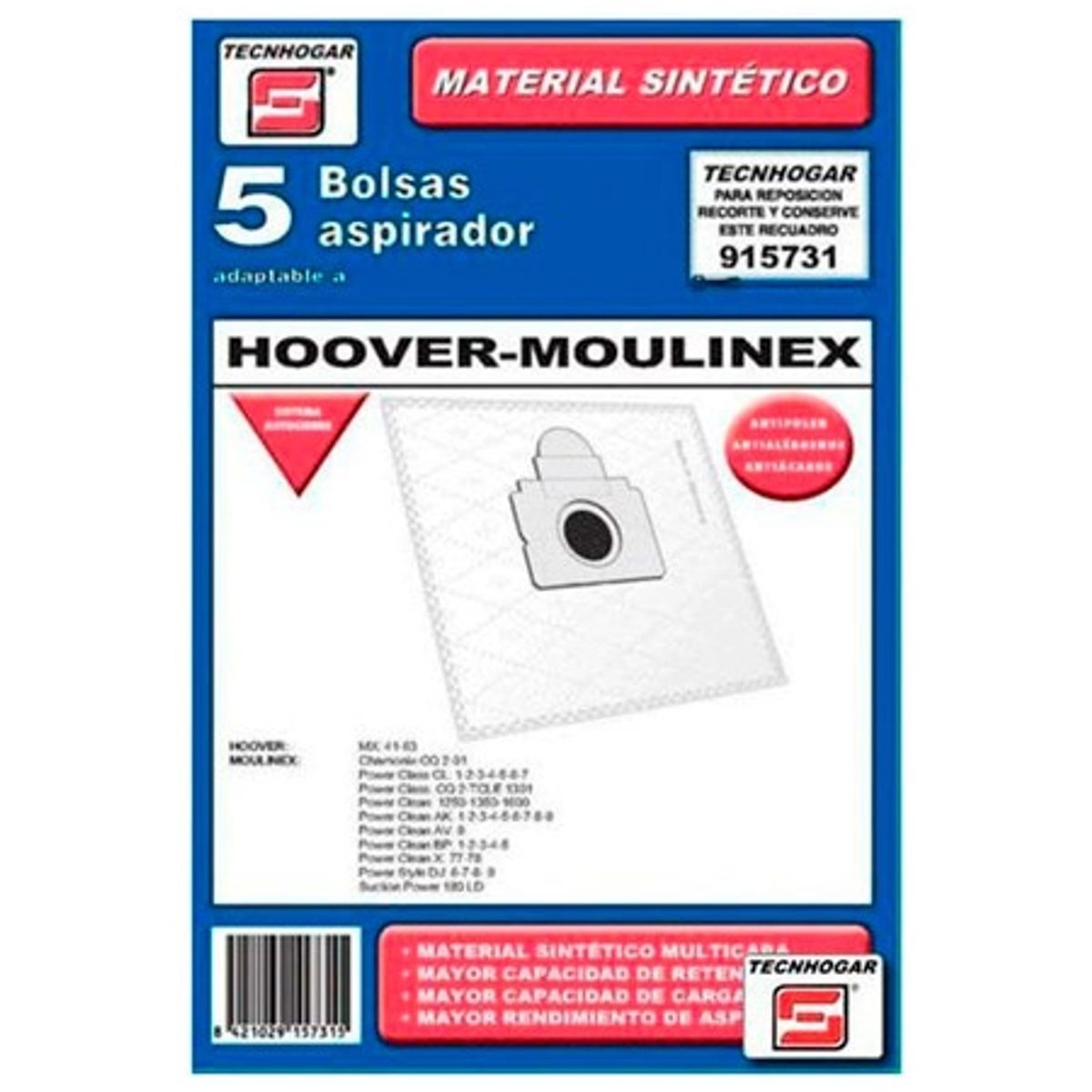 Tecnhogar Hoover-Moulinex Støvsugerposer - 5 stk