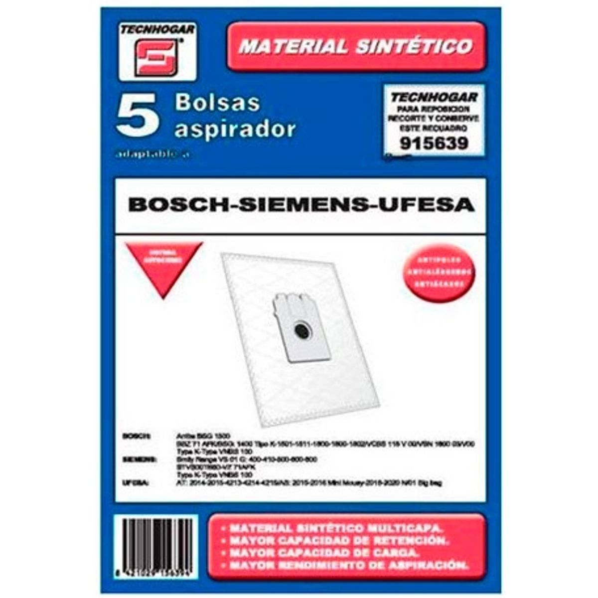 Tecnhogar Bosch/Siemens/Ufesa Støvsugerposer - 5 stk