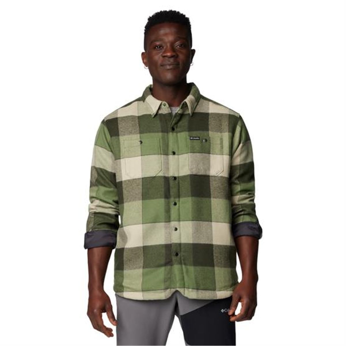 Columbia Windward II Shirt Jacket Mens, Canteen Windowpane