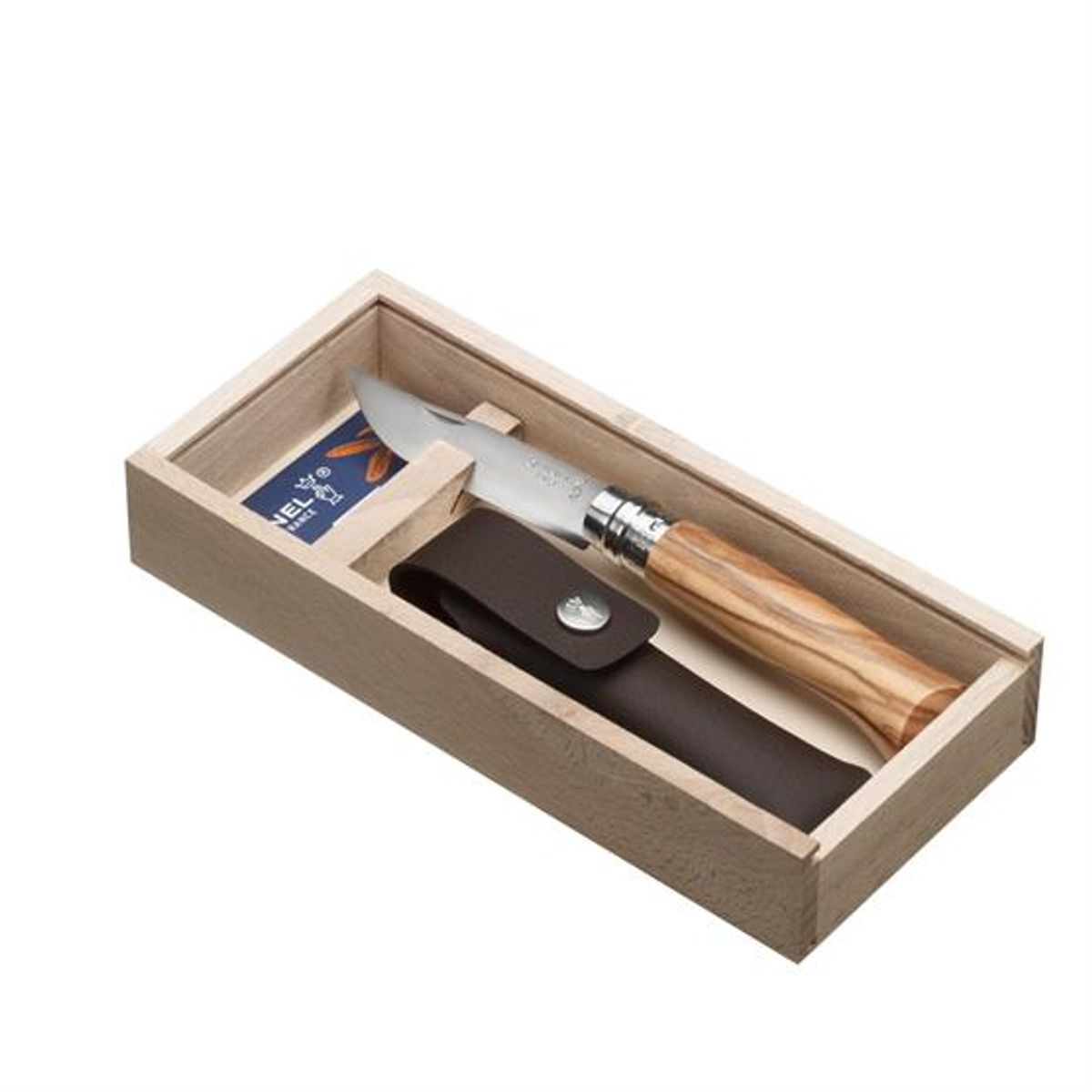 Opinel No8 Stainless Steel 8,5 cm Gift Box, Oliven