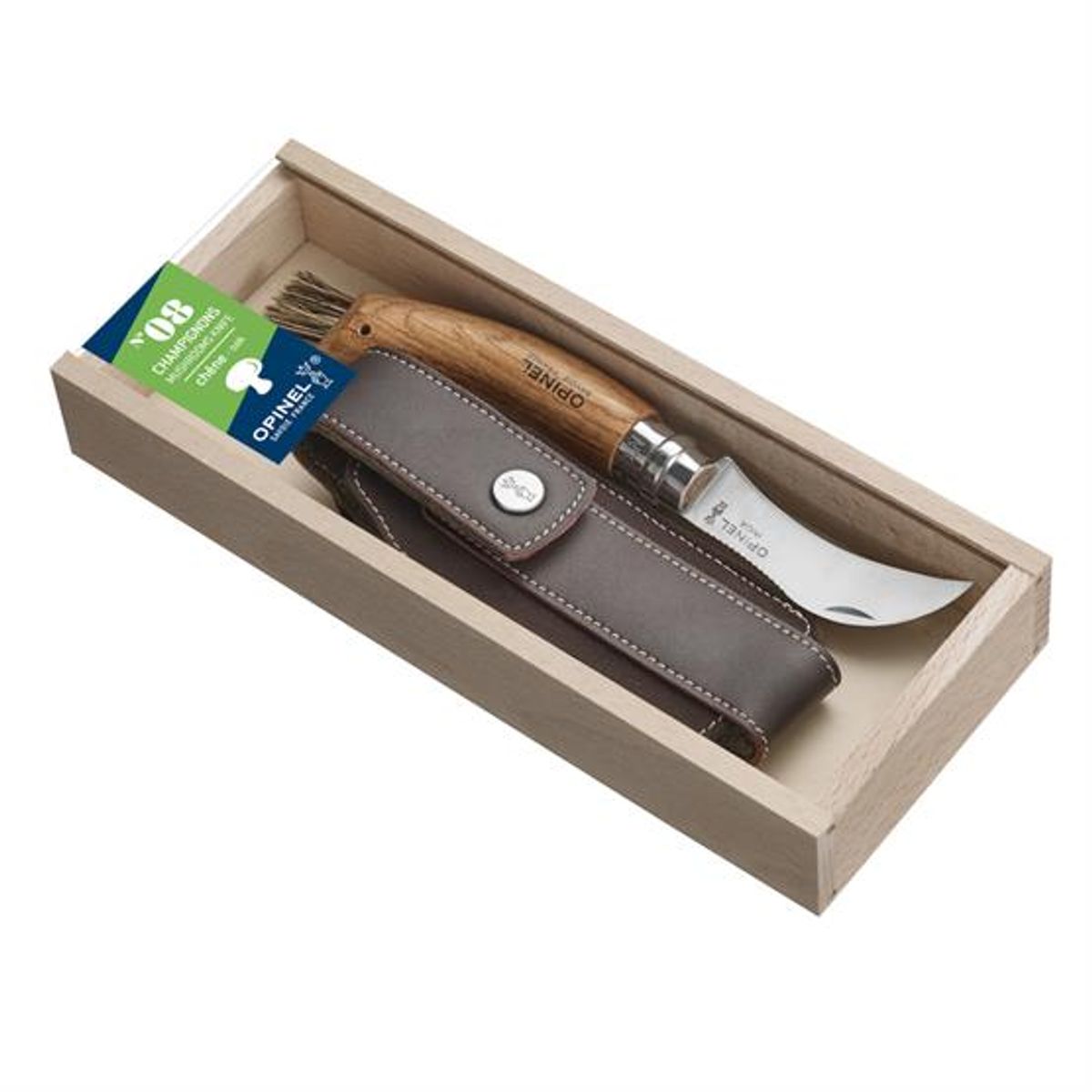 Opinel Svampekniv No8 - Egetræ, Giftbox