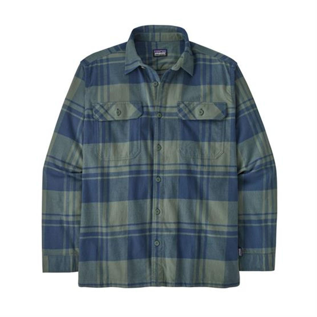 Patagonia Mens L/S Organic Cotton MW Fjord Flannel Shirt, Live Oak / Hemlock Green